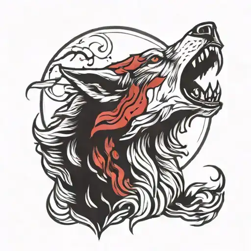 Blood Wolf Howling At The Moon