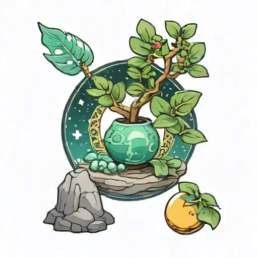 A Jade Plant On A Island With The Name Isla Jade Stones Showing The Moon And Stars