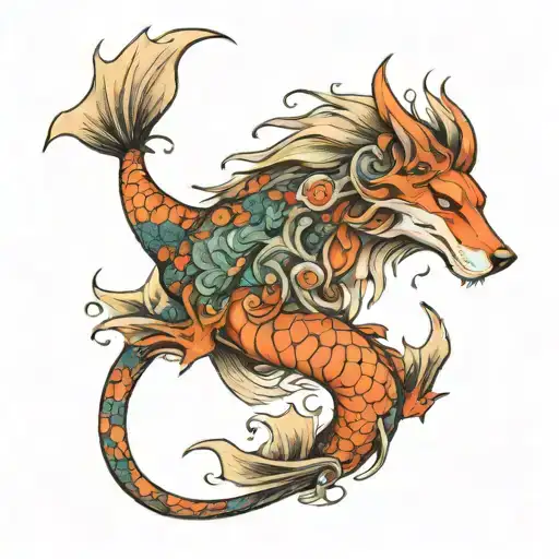 Mermaid Star Wolf Dragon Intertwined