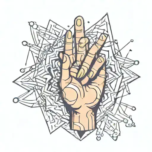 Finger Heart Geometric Colorful Background Water