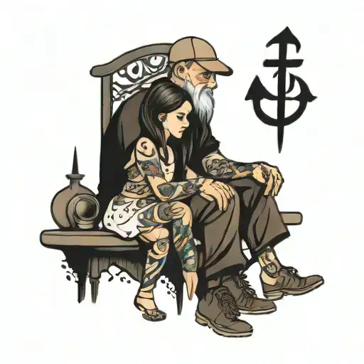 Dad And Girl Sitting