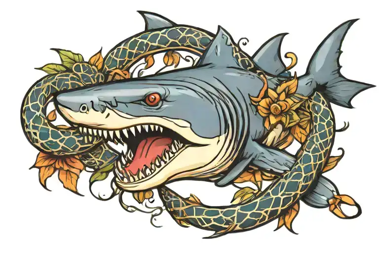 Shark And Snake Intertwined