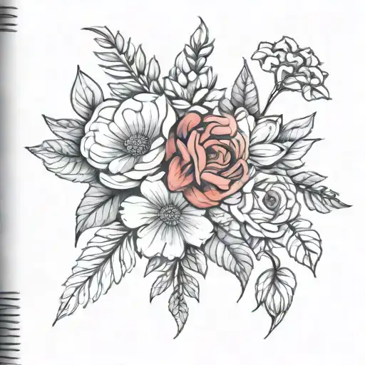 Sketch January April April February May December August Birth Flowers Bouquet