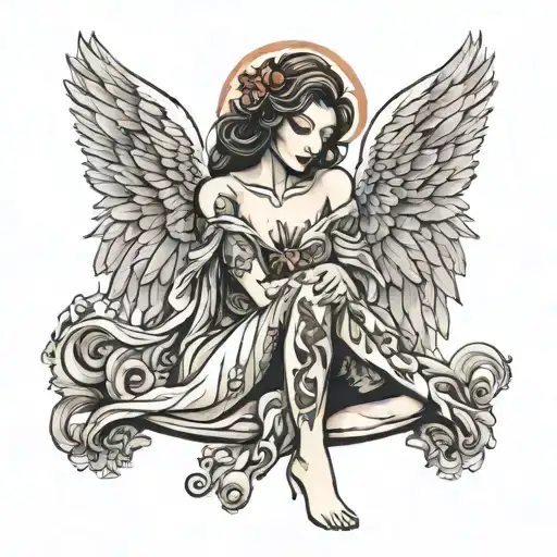 Angel Woman Sitting
