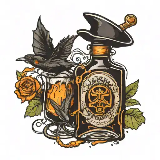 Jagermeister Bottle With Witch Stuck Inside
