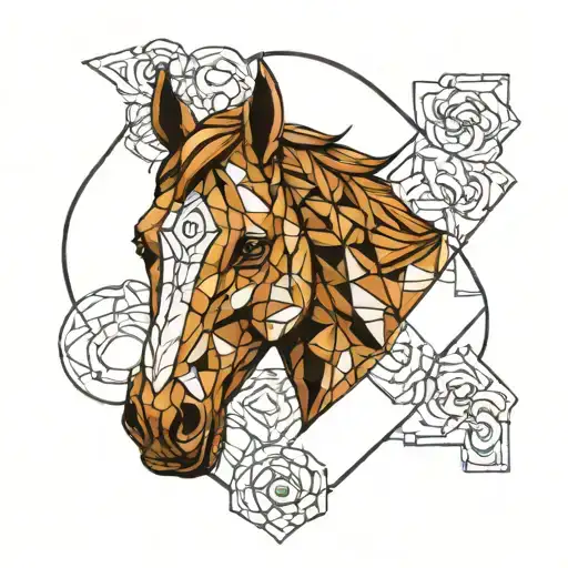 Horse Head Fron Geometric Design Incorporating