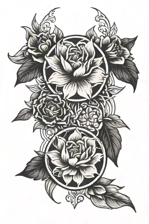 Flowers In A Line Sun Symbol