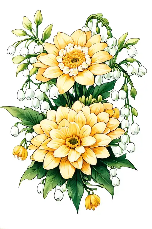 Chrysanthemum And Narcissus And Lily Of The Valley