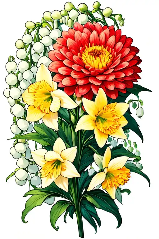 Chrysanthemum And Narcissus And Lily Of The Valley