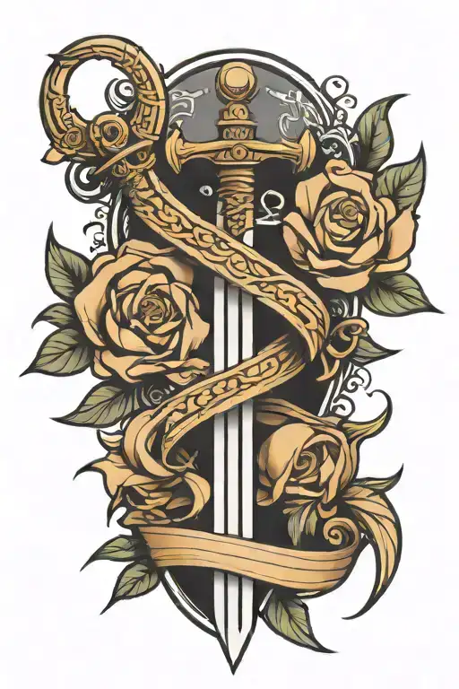 Minimalist Curved Sword Surrounded