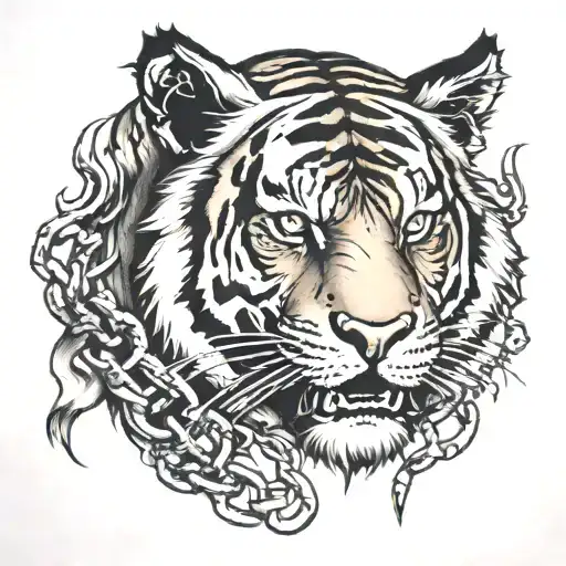 Tiger With Broken Chains