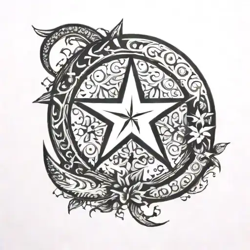 A Small Crescent And Star Sign