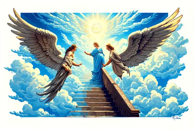 Angels Clouds Stairs Going Into Heaven