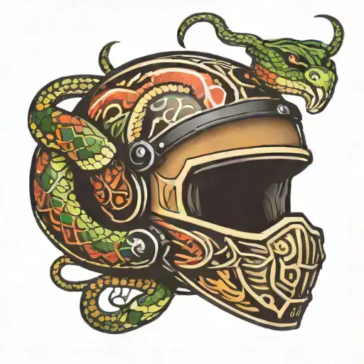 Motorcycle Helmet With Snake