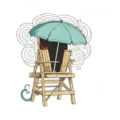 Lifeguard Stand With One Chair At Pool With Umbrella