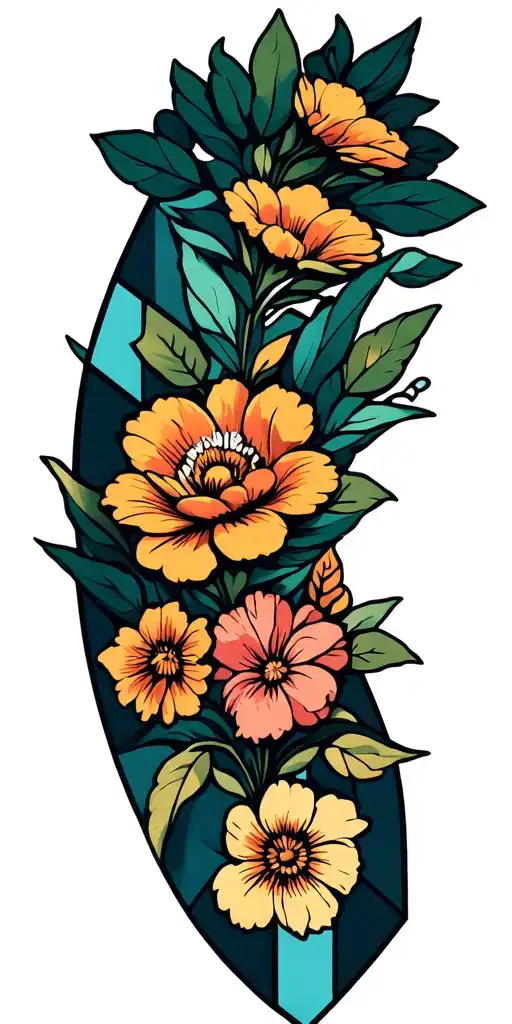 Flowers And Geometric Shapes