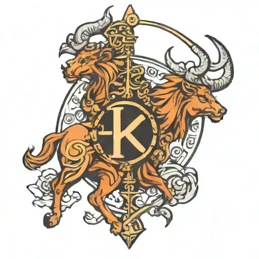 Leo And Sagittarius Line Work Symbol