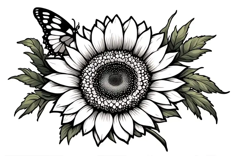 Sunflower With Butterfly