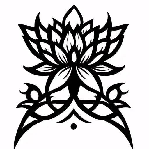 Unalome Symbol With Lotus
