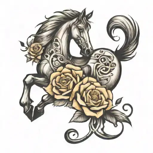 Equine Jack Roses Music Notes Horse Shoe