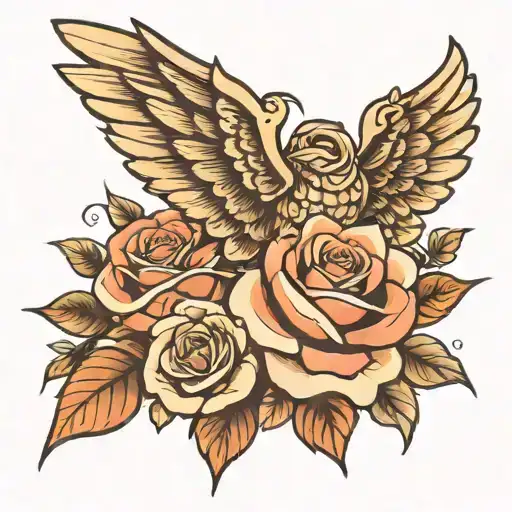 Rose And Wings Flying
