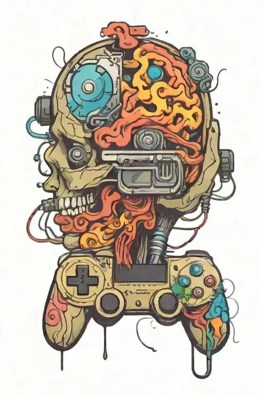 Games Console Intergrated Human Brain In Color