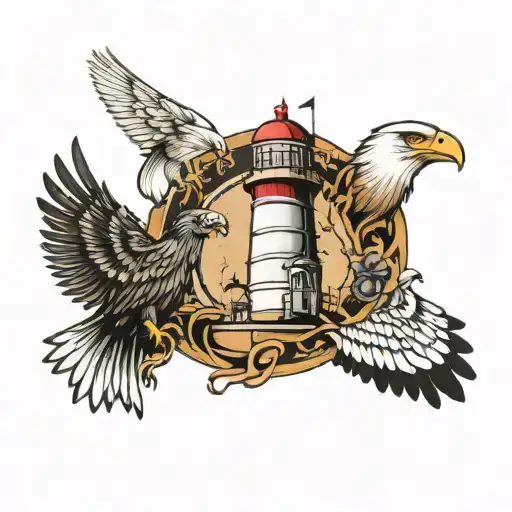 Lighthouse Eagle And Hawk
