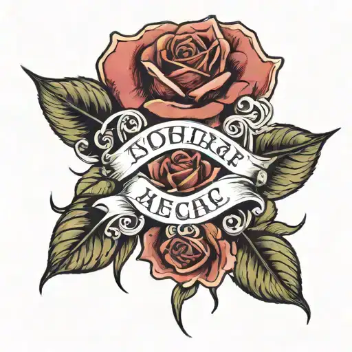 Rose With Name At Top And Date At The Bottoms