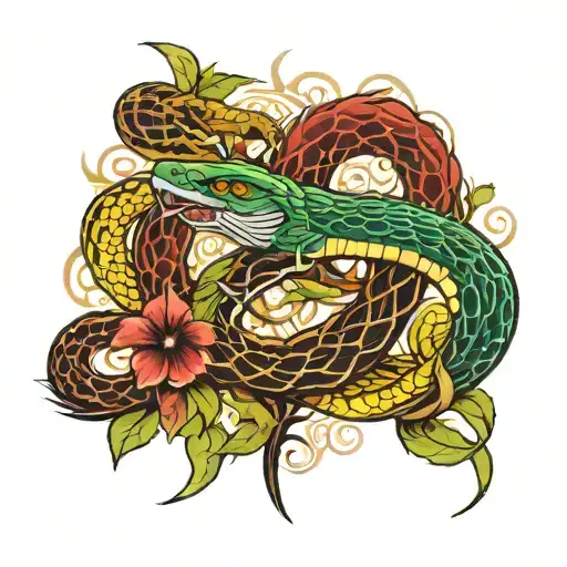 Snake And Hawk Fight