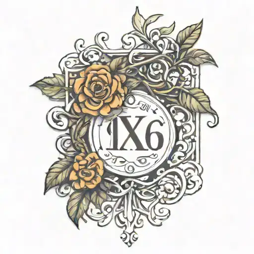 1986 Roman Numerals Intertwined With Vines And Flowers