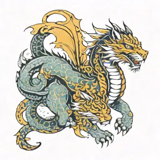 Dragon Tiger Horse Hybrid Creature Combining Elements