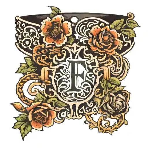 Tattoo Handle Ornamental Bracelet Flowers Including The Letters F D S