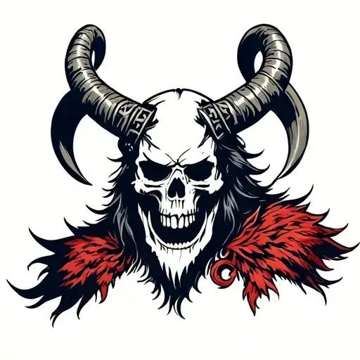 Scandinavian Warrior Berserker With Skull And Horns