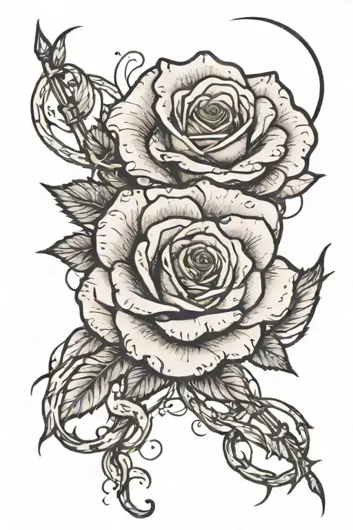 One Broke Rose Which Is Held Up Tied To Another One With Tape