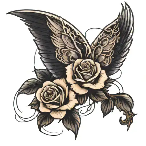 1 Wing 1 Rose Intertwined