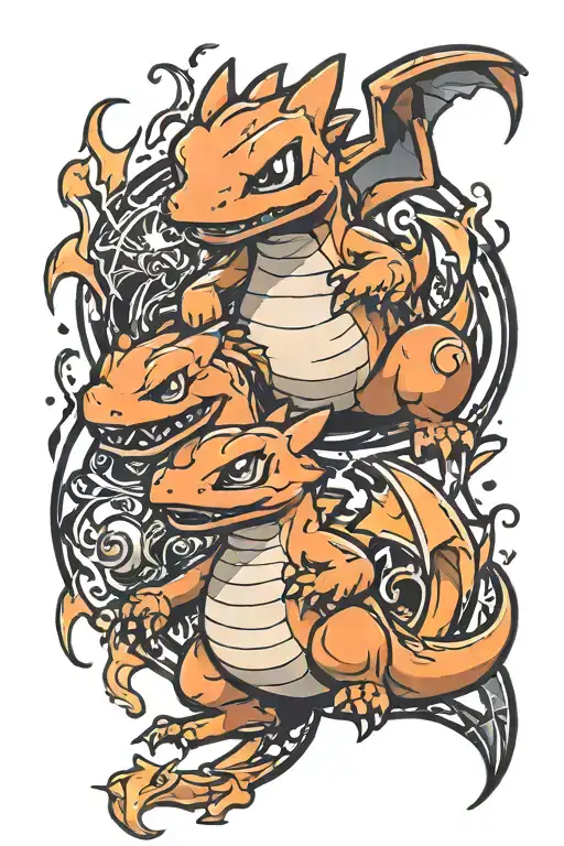 Charmander And Charizard Pokemon Sit