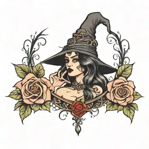 Dark Beauty Witch With Roses