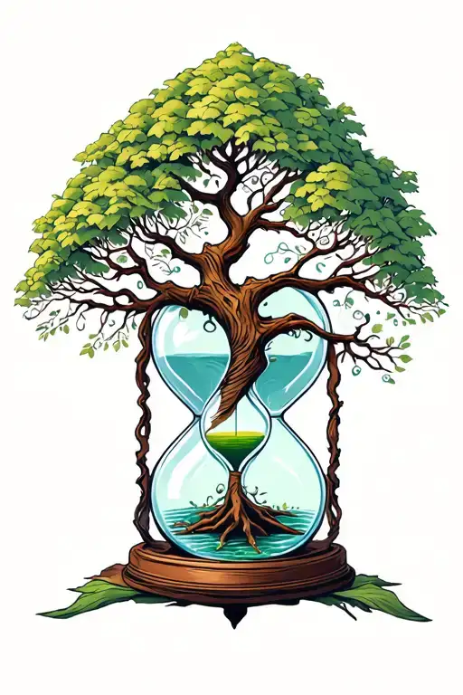 Tree Of Life Growing Through Hourglass
