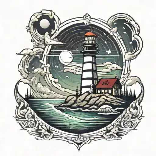 Lighthouse With Northern Lights