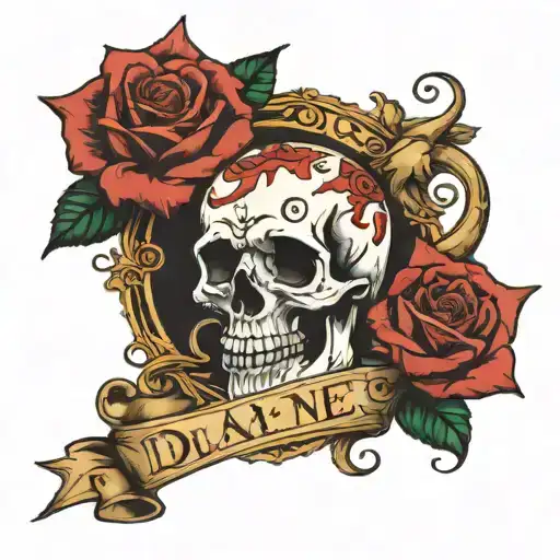 Skull Roses Around Duane Name