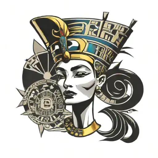 Queen Nefertiti Hieroglyphics In Background