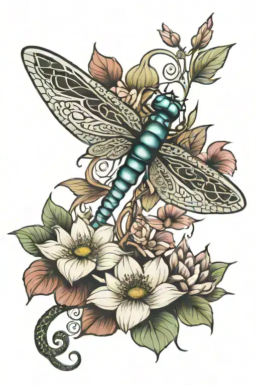 Celtic Dragonfly With Lotus Flower