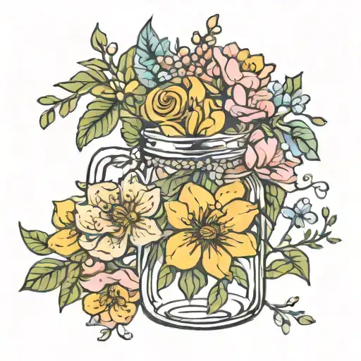 May And June Birth Flowers Stemming Out Of A Mason Jar