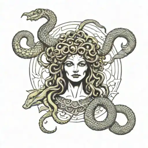 Medusa And Snakes Dot Work