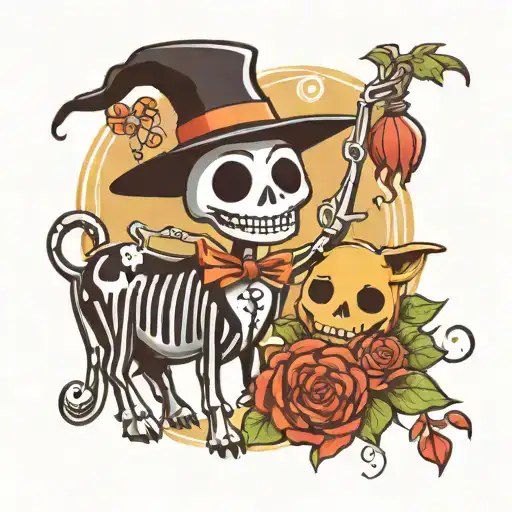 Jack Skeleton With A Cute Cow