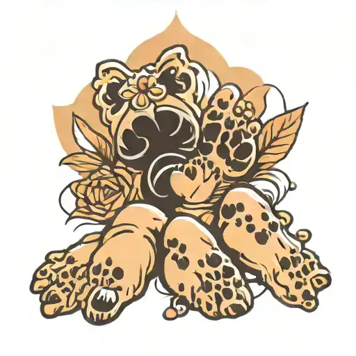 Dog Paws And Baby Foot Print