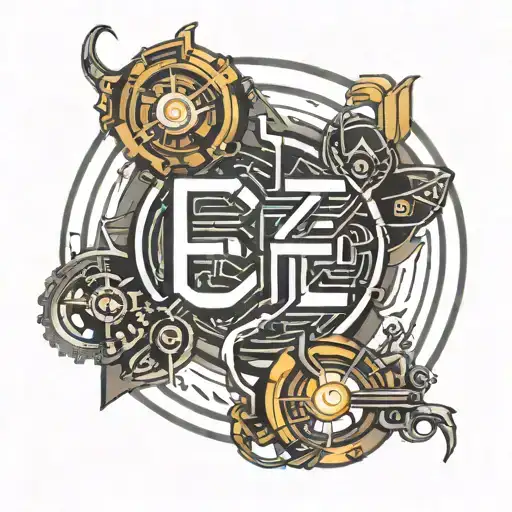 Cyberpunk Letter E And J Joined Together Enclosed In A Circle