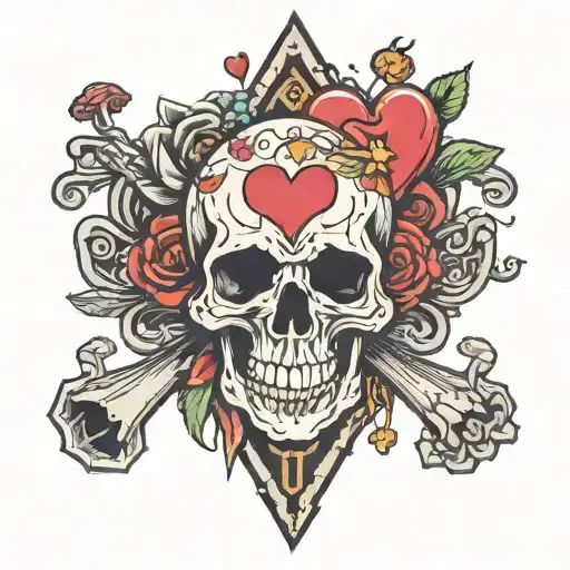 Skull And Love Heart