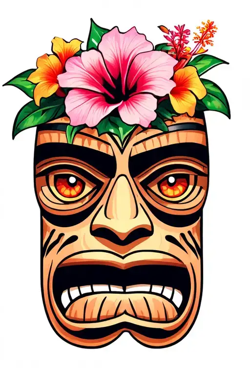 Tiki And Hibiscus Flowers