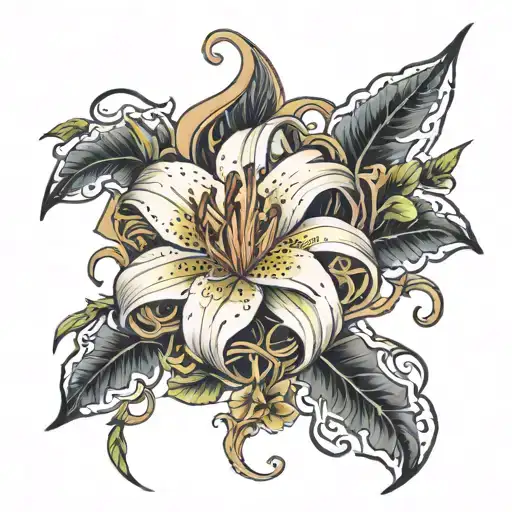 Lilly With Vines Forming To Heaven